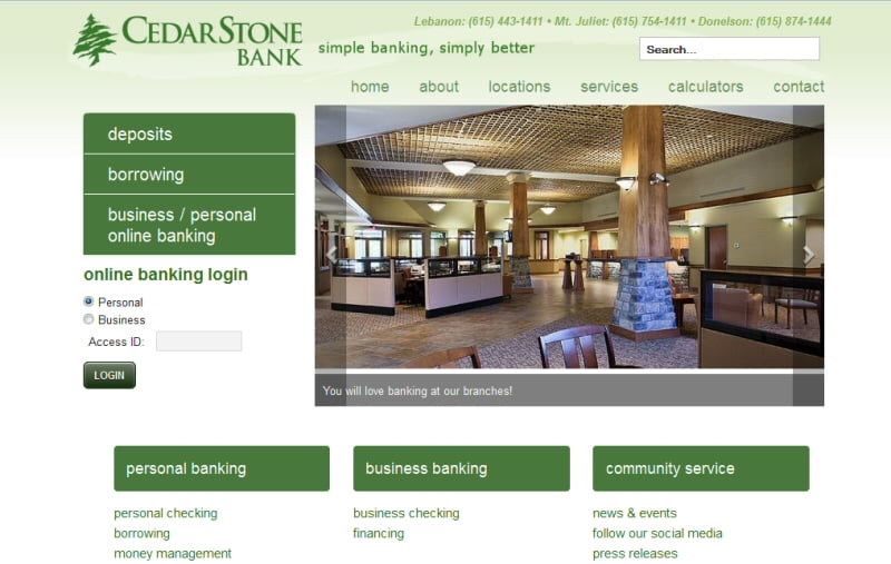 CedarStone Bank - Responsive Web Design Profile