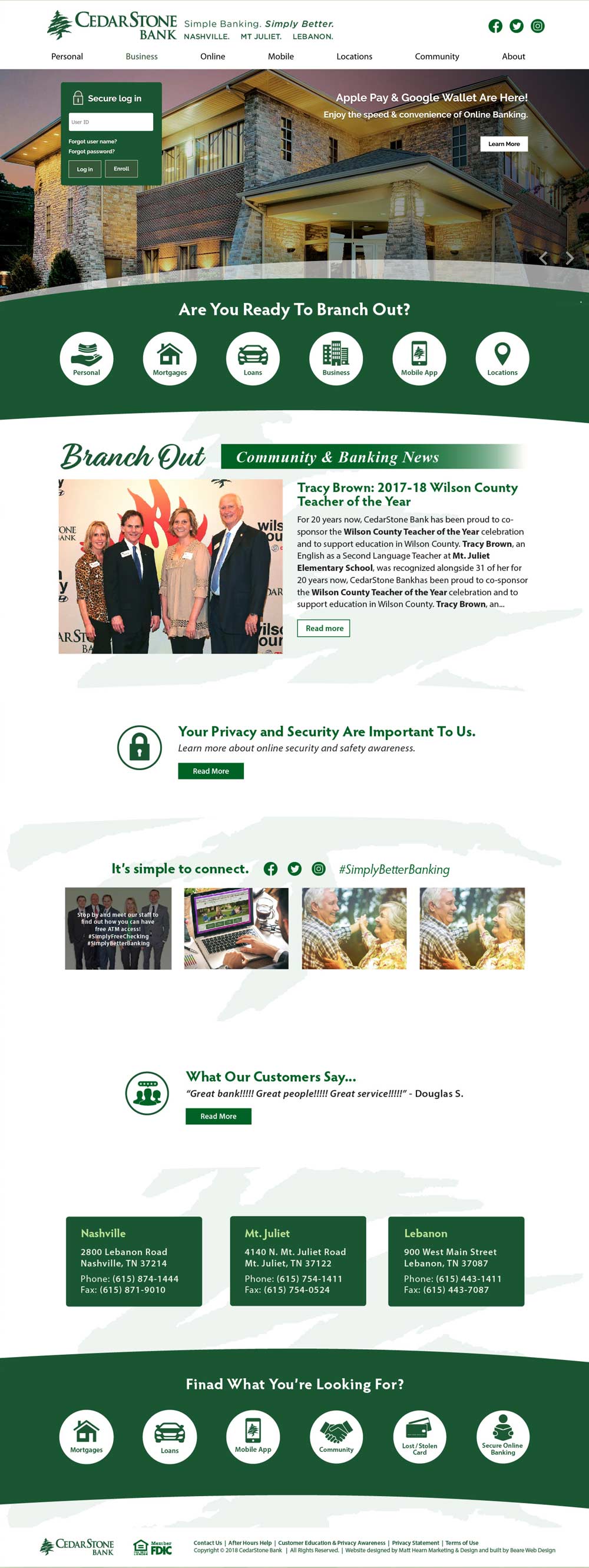 CedarStone Bank designed by Bear Web Design