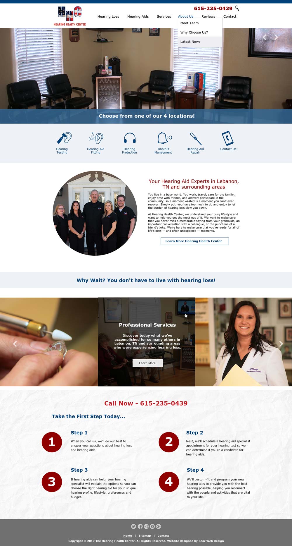 The Hearing Center Website designed by Bear Web Design