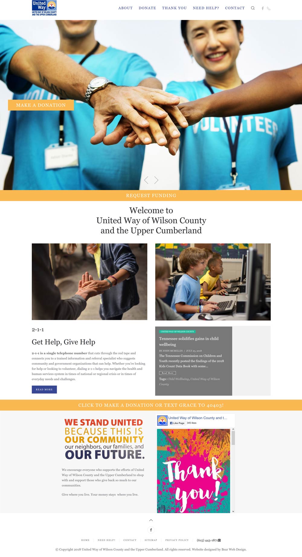United Way of Wilson County Website Designed by Bear Web Design