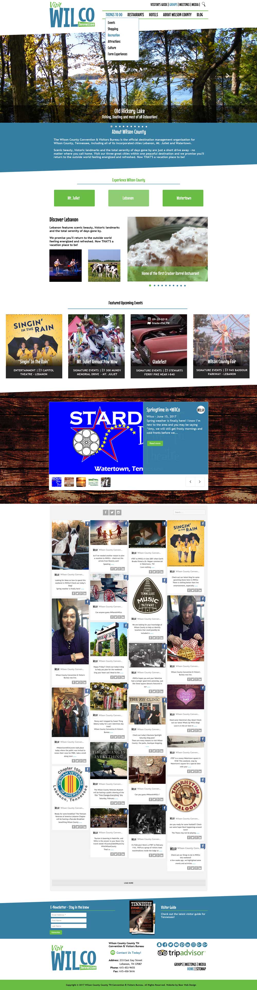 Wilson County CVB Website Designed by Bear Web Design