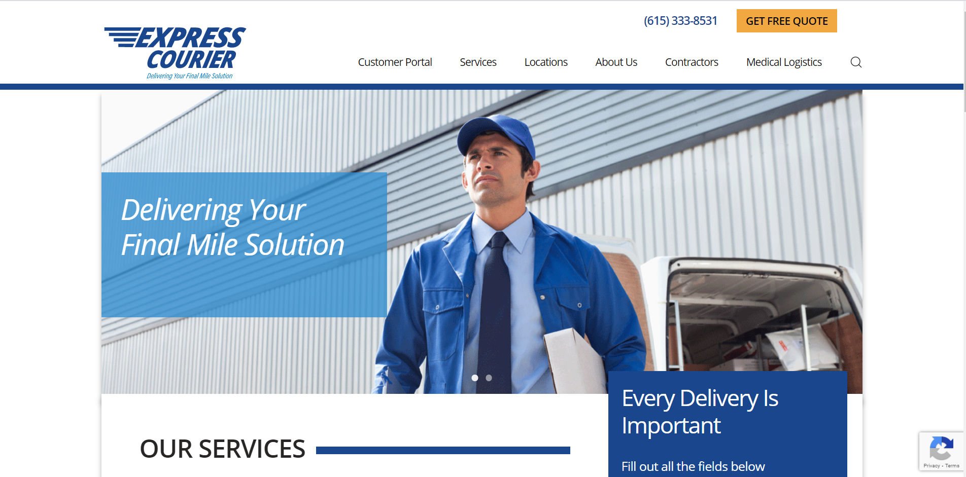 Express Courier Website designed by Bear Web Design