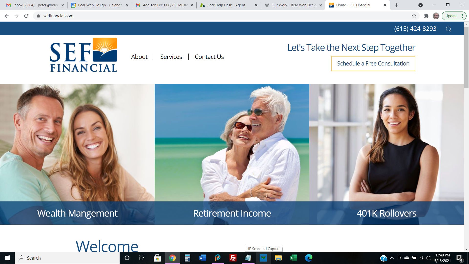 SEF Financial Website Designed by Bear Web Design