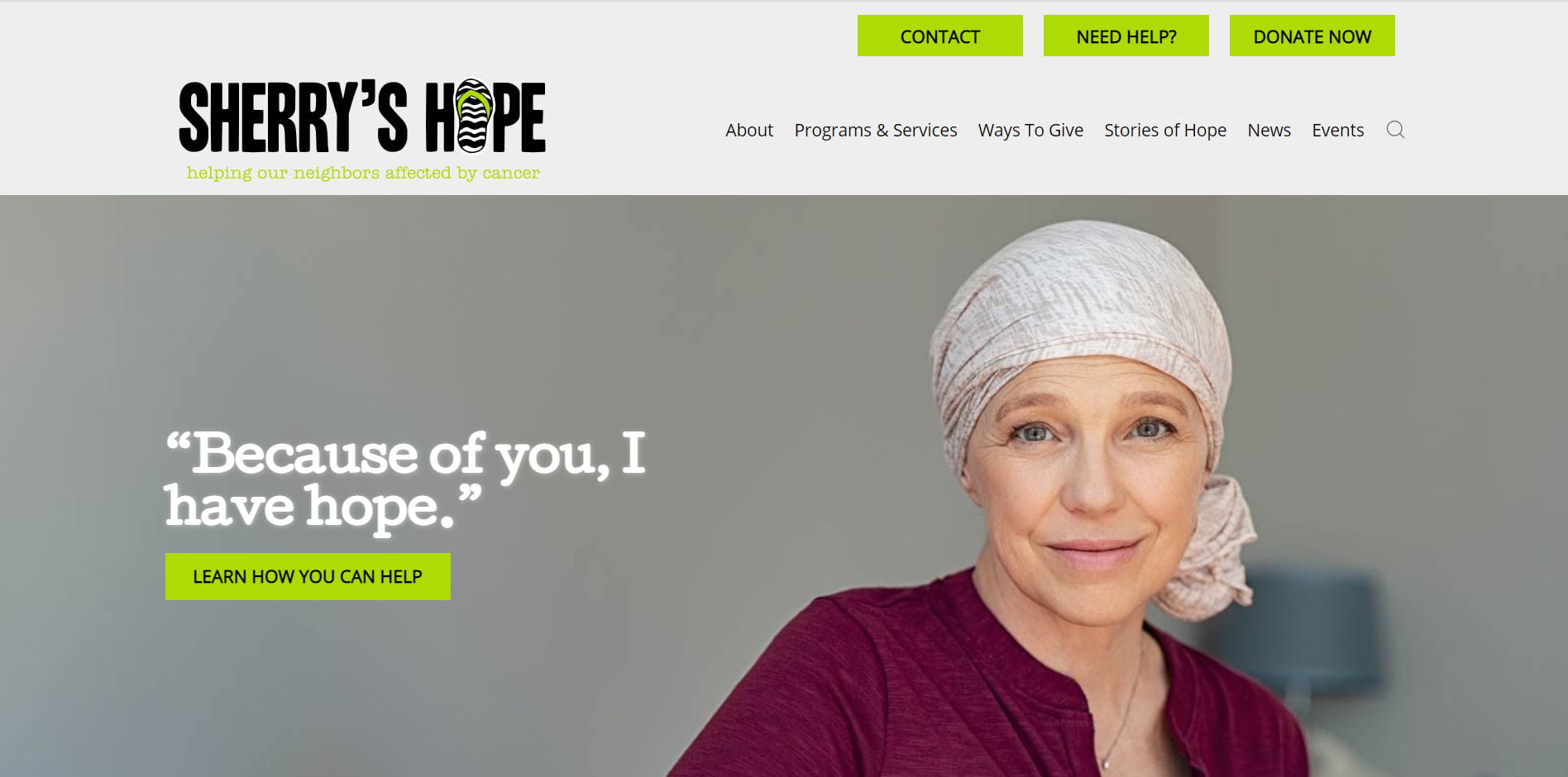 Sherry's Hope Website design by Bear Web Design