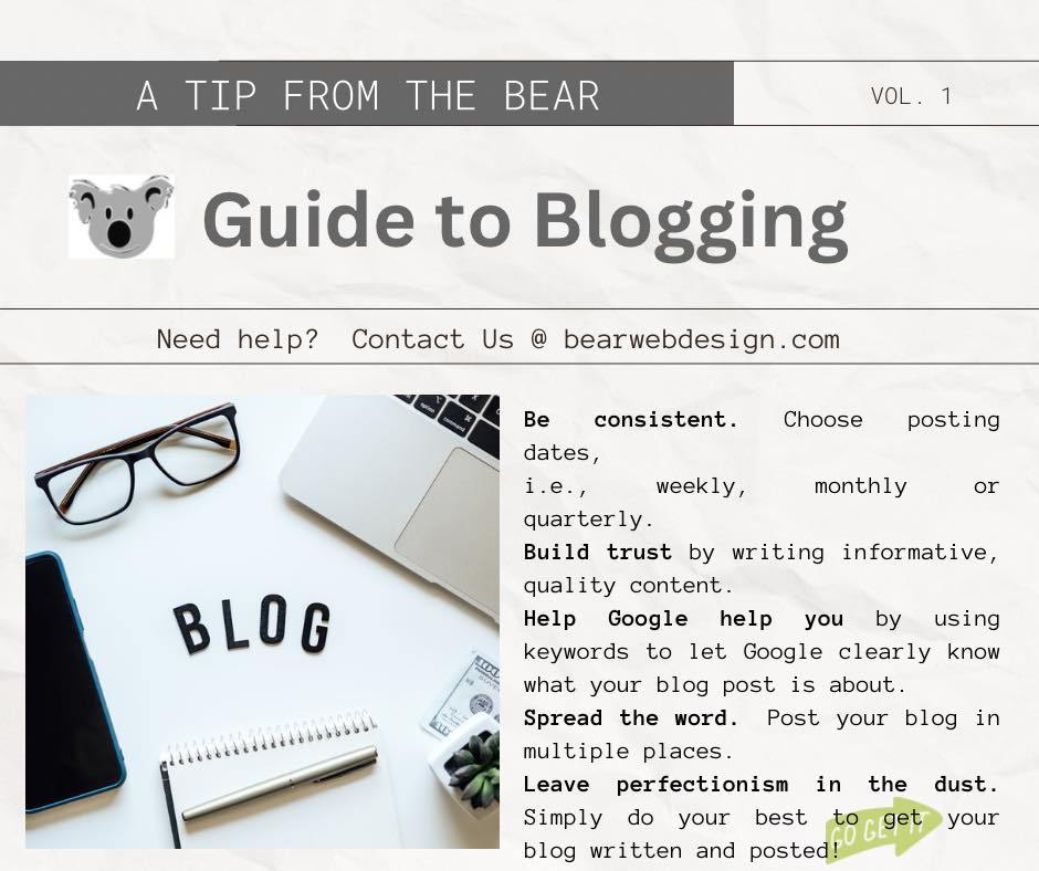 A Tip From The Bear - Guide To Blogging - Bear Web Design