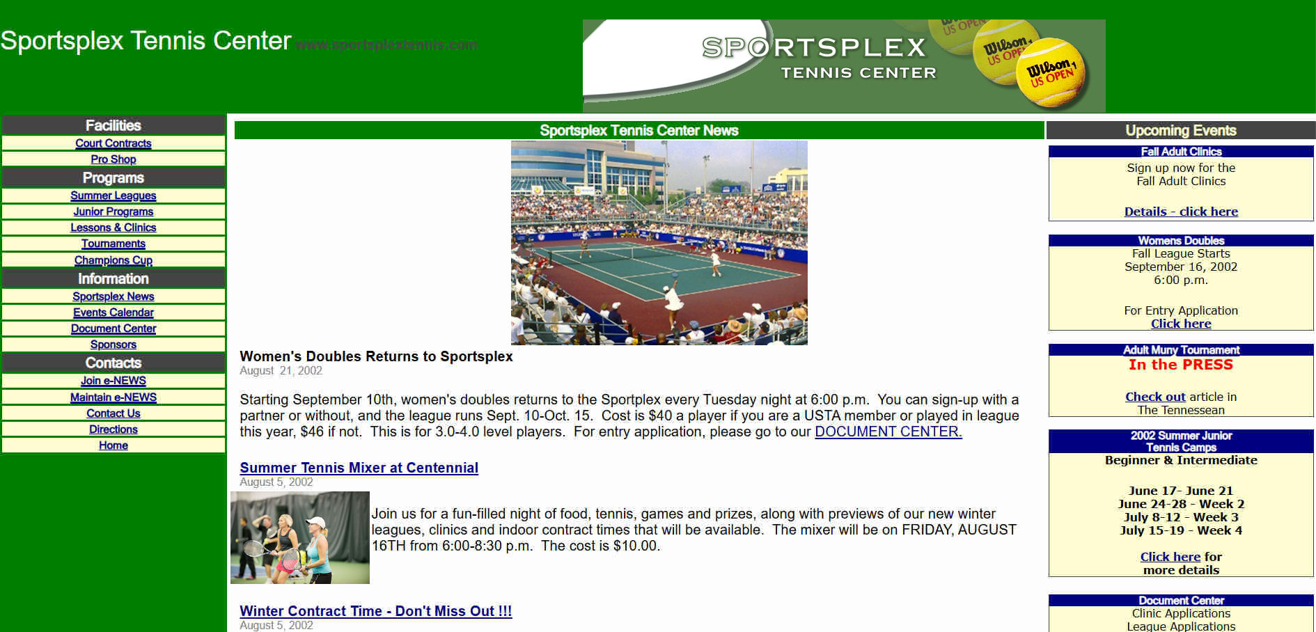 Sportsplex Tennis Center 2001