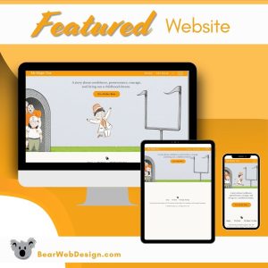 Book marketing website design for My Magic Tux shown on desktop, tablet, and mobile devices, highlighting storytelling and promotional design.