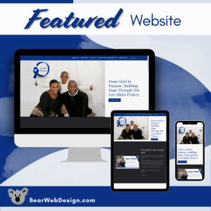 Fundraising website design for The Len Atkins Project displayed on desktop, tablet, and mobile devices, highlighting awareness and donation-focused user experience